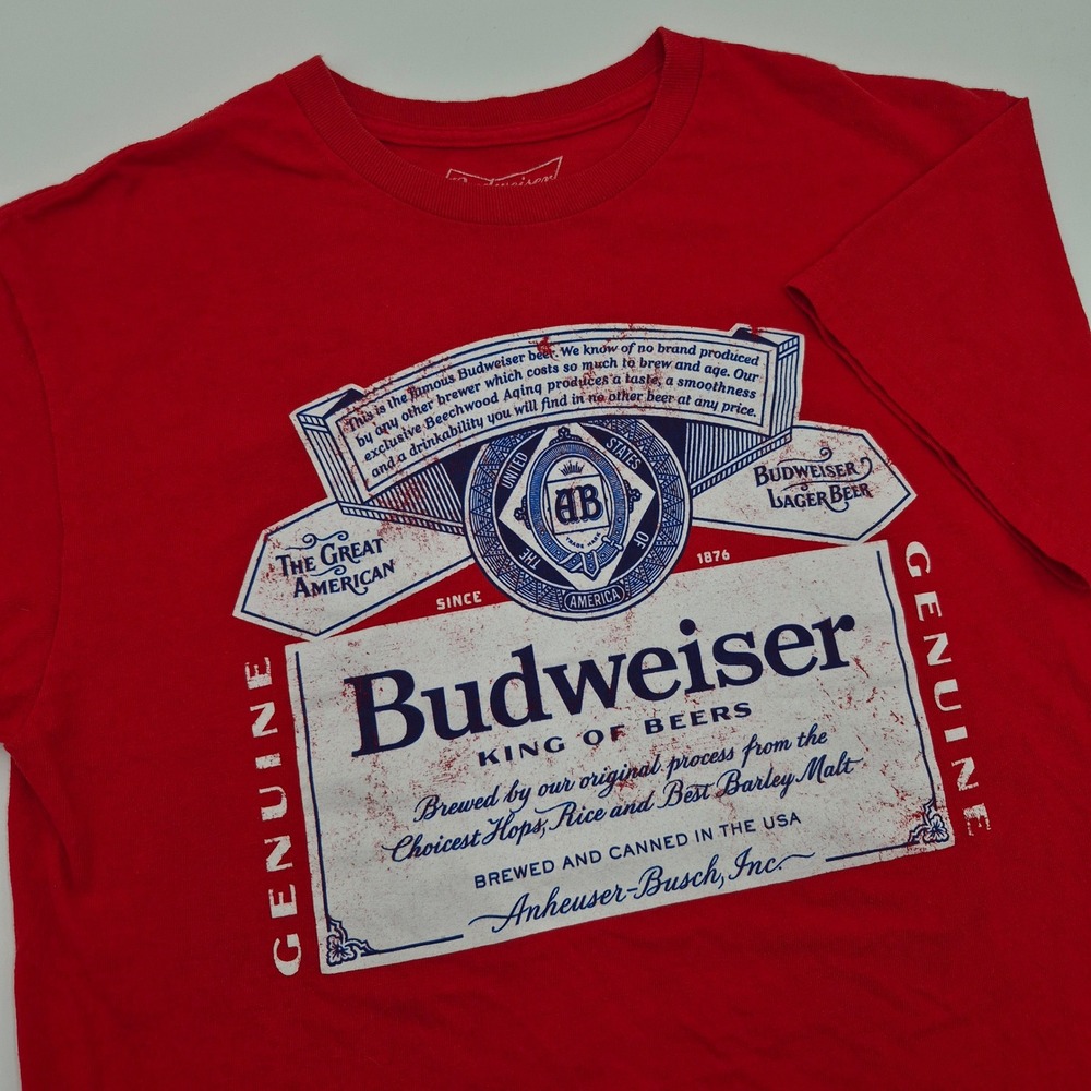 Budweiser King of Beers Graphic T-Shirt Red Mens Size Medium Anheuser-Busch